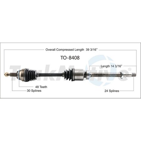 Surtrack Axle Cv Axle Shaft, To-8408 TO-8408